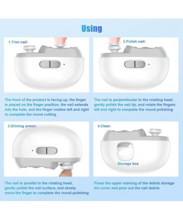 Desikixudy Automatic Nail Clipper with Light & 2 Speeds Fingernail Cutter and Polisher Nail Scraps Storage Rechargeable - Buy Online on SooperMarket.com