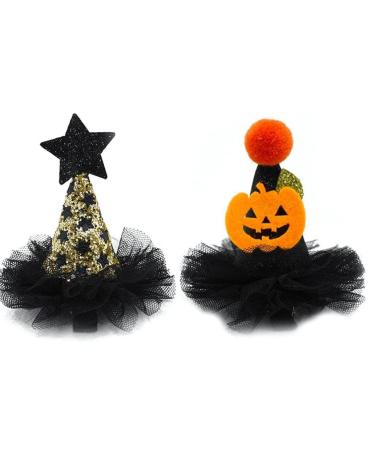 2pcs Halloween Hair Clips Decorate Caps Hair Pin Hats Witch Hat Caps Hairpins Barrette Hair Accessories Style2
