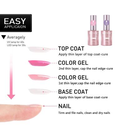 MIZHSE 2x18ML Base and Top Coat Gel Nail Polish Set | Long-Lasting Shiny Finish | No Wipe Soak Off UV LED Clear Nail Polish - Buy Online on SooperMarket.com