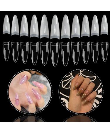 Noverlife 1100PCS C Curved Half Cover Almond False Nail Tips - Clear & Natural | 11 Sizes - Acrylic Long Fake Nails for Nail Art Manicure Pedicure at Home or Salon - Buy Online on SooperMarket.com