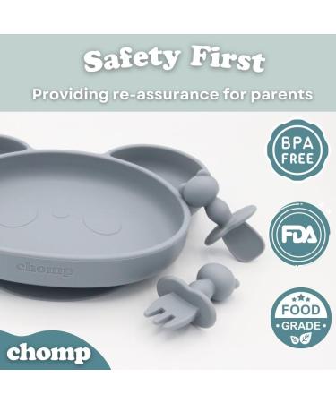 Suction Plate Baby Cutlery Set with Toothbrush, Bowl, Spoon, Fork - Dishwasher Safe, Pebble Grey - Buy Online on SooperMarket.com