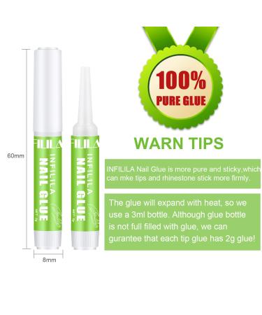 Infilila Professional Nail Glue for Acrylic Nails - Long Lasting & Strong Adhesive - 12PCS 0.07oz/Pcs - Buy Online on SooperMarket.com