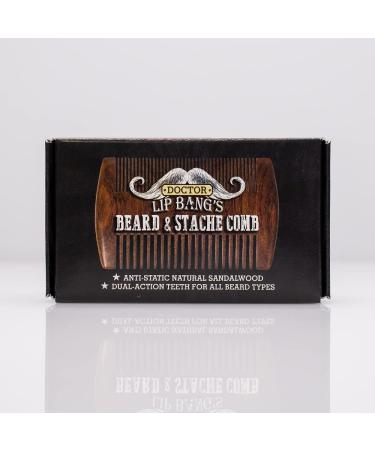 Lip Bangs Beard and Stache Comb | Vegan, Cruelty-Free, All-Natural Sandalwood | Anti-Static Dual-Action Teeth | Handmade in USA - Buy Online on SooperMarket.com