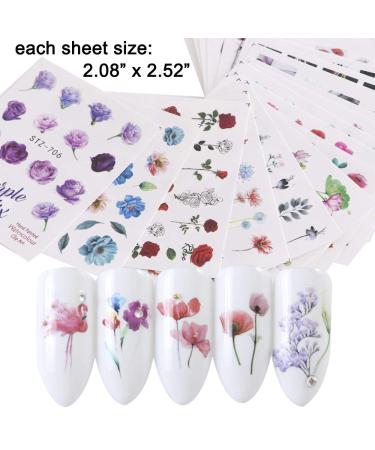 Macute Nail Decals: 24 Sheets Water Transfer Nail Stickers - Assorted Floral & Flamingo Patterns for Women's Fingernail Decorations and Manicures - Buy Online on SooperMarket.com