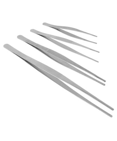 Angoily 8 pcs tweezers jigsaw round head tissue pliers stainless steel 30x1.5cmx2pcs silverx2pcs
