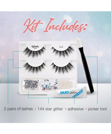 Ardell Winks Dare to Dazzle 222 - 2 Pairs with DUO Clear Adhesive | Medium Volume Long-Lasting & Easy Daily Wear - Buy Online on SooperMarket.com