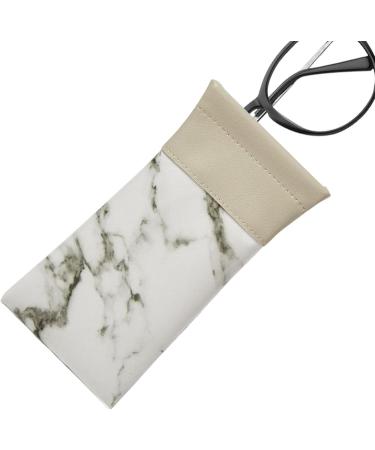 Facynde Water-Repellent Sunglasses Case | Marble PU Leather Squeeze Top Bag for Men & Women - Soft Glasses Case in White - Buy Online on SooperMarket.com