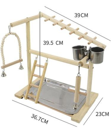 Holzsammlung Bird Playground Wooden Parrot Stand Bird Play Stand Parrot Perch Stand with Ladder Bird Play Gym Toy Cage Accessories for Small Middle Parakeets Cockatiels Finches Budgie Lovebirds #17 - Buy Online on SooperMarket.com