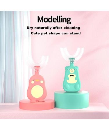 JENPECH Cute Bear/Duck Kids U-Shaped Toothbrush - Food Grade Soft Silicone Brush Head 360 Oral Teeth Cleaning Design for Toddlers and Children Yellow Bear 6-12 Years - Buy Online on SooperMarket.com