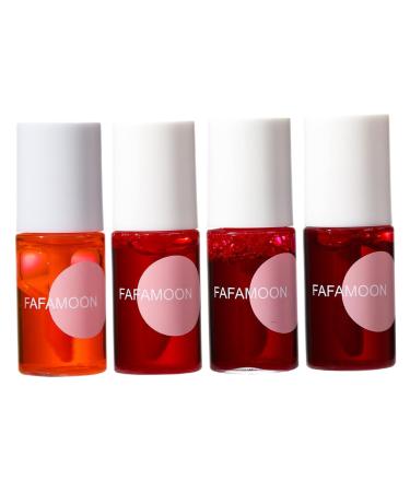 4 PCS/Set Lip Gloss Set Natural Formula Long-lasting Waterproof Lip Stain Non-sticky Lipstick Fruit-Flavored Lip Tint Stain for Daily Use