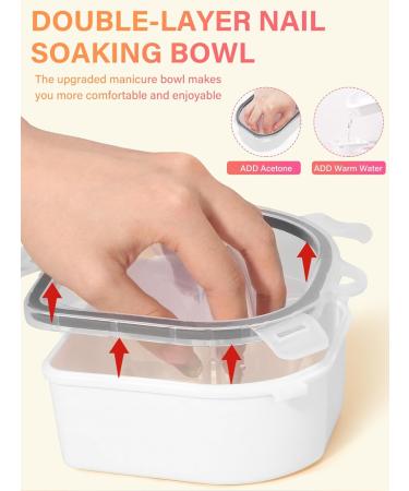 Yokilly Nail Soak Off Bowl 2PCS Acetone Acrylic Remover Kit - Nail Polish Remover Bowl with 5 PCS Nail Art Tools - Buy Online on SooperMarket.com