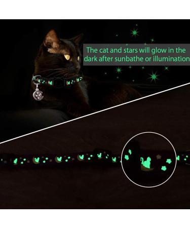 2PCS Glow in The Dark Breakaway Cat Collars with Bell - Adjustable Kitten Collars in Purple+Pink - Buy Online on SooperMarket.com