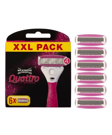 WILKINSON SWORD - Quattro For Women | Smooth Glide | Pack of 6 Razor Blade Refills 6 count (Pack of 1)