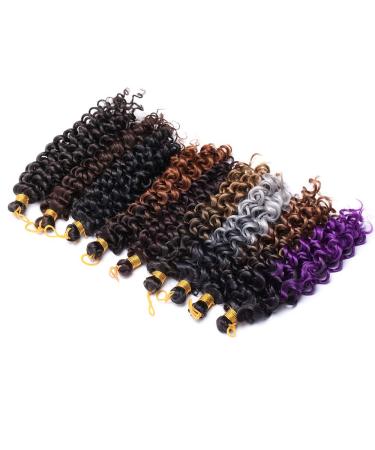 Tess Curly Crochet Hair Extensions - Short Water Wave 8 Synthetic Braids | 3 Bundles Natural Black (90g) - Buy Online on SooperMarket.com