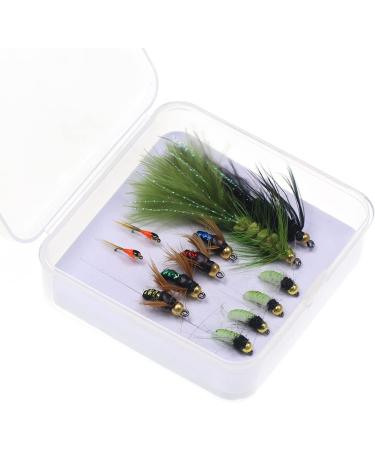 Ivei Fly Fishing Flies Kit - Premium Hand-Tied Assortment of 12 Dry/Wet Flies Nymphs & Streamers with Portable Box for Trout & Bass Fishing - Buy Online on SooperMarket.com