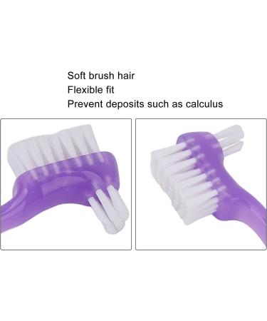 False Teeth Brush Plaque Removal Denture Toothbrush Double Sided Ergonomic Portable Soft Hair for Home Travel for Elderly(Purple) - Buy Online on SooperMarket.com
