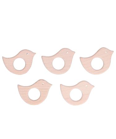 Baby Teething Toys Nature Baby Teething Toys Beech Wooden Teething Toys 5Pcs Bird Shape Baby Teether Pain Relief DIY Pendent Handiwork Accessory