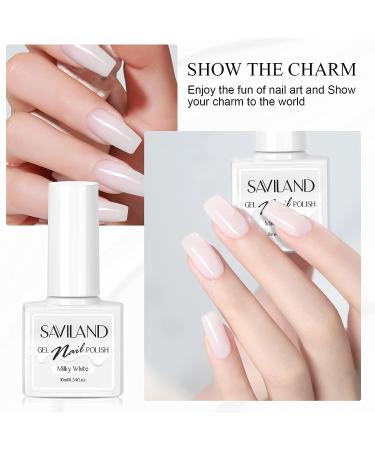 SAVILAND Milky White Gel Nail Polish - Long Lasting Quick Dry Jelly Gel Polish for DIY Manicure - 0.34 Fl Oz - Buy Online on SooperMarket.com