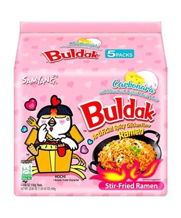 Samyang Carbonara Buldak Hot Chicken Flavour Ramen Instant Noodles Hochi Halal 130g (Pack of 5)