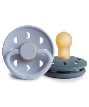 Frigg Moon baby pacifier made of natural rubber |Made in Denmark |BPA-free (powder blue/slate 0-6 months) 2-pack 0-6 months Powder Blue/Slate