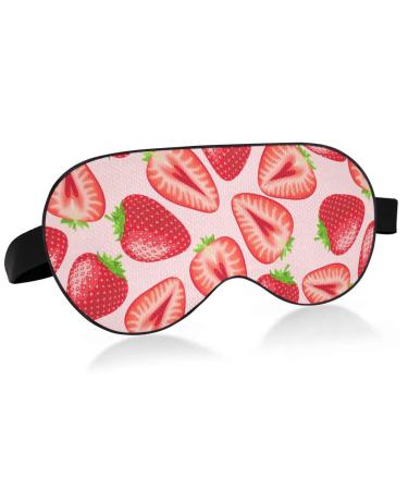 Haskirky Light Blocking Eye Mask Breathable and Adjustable Adult Men and Women Travel on Business Trips Yoga Meditation Light Smooth Comfortable Eye Mask Office Deep Sleep Goodies Red Strawberry
