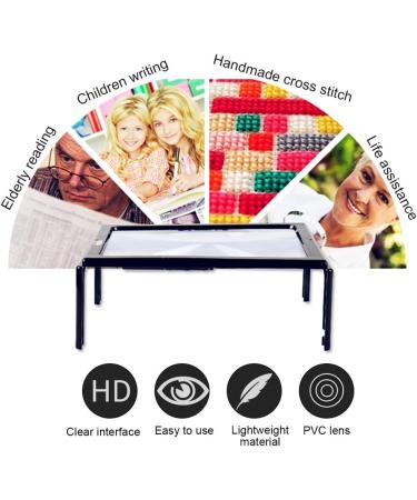 Magnifying Glass Desktop Full-Page 3X Magnifying Glass with 4 LED Lights Foldable Stand A4 Advanced Hands-Free 240 * 160 MM Lens Rectangular Visual Aids for Reading - Buy Online on SooperMarket.com