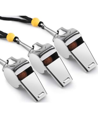 KTRIO Whistle, Coach Whistles Metal Whistle with Lanyard, Loud Crisp Sound Sports Whistles for Referees, Coaches, Teachers, Polices, Training, Outdoor Sports, Survival, Emergency 3 Pack