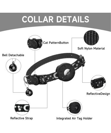 JARDILIFE 2-Pack Airtag Cat Collar Refective Collar for Cat with Safety Buckle and Waterproof Air Tag Holder Cat Airtag Collar Compatible with Apple Airtag for Kittens and Puppies-Black&Black - Buy Online on SooperMarket.com