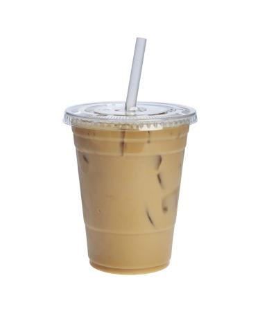 100 Sets 16 oz. Crystal Clear Plastic Cups With Flat Lids