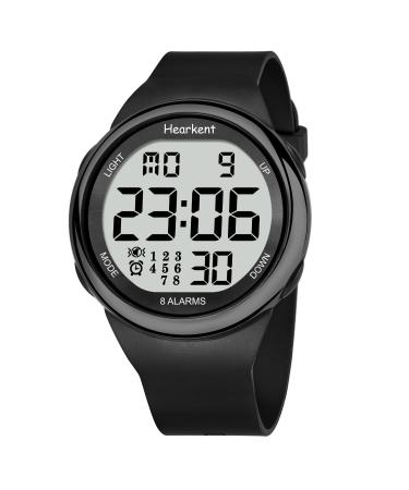 8 Alarms and Vibration Clock for Seniors Medication Reminder for the Deaf Large Number Clock with Backlight Black