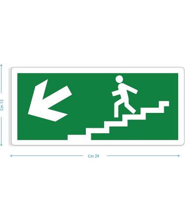 Buy Pubblimania Emergency Exit Sign - Robust PVC for Indoor & Outdoor Use (29 x 13 cm) - Stairs Left Exit Arrow - Buy Online on SooperMarket.com