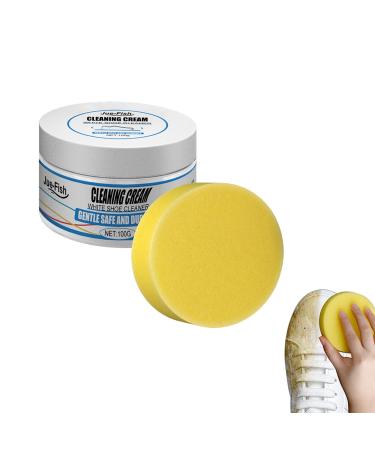 White Shoe Cleaning Cream - 100g White Trainer Cleaner - Shoe Whitener For Trainers - Shoes Whitening Cream With Sponge - Household White Shoe Cleaner Tools For Canvas Sports Shoes 1 set