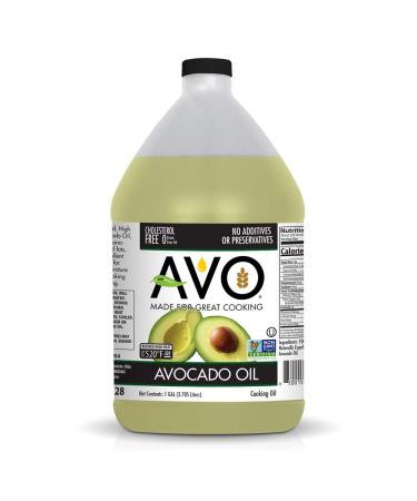 AVO NON GMO 100% AVOCADO Oil Frying, Baking, Non-stick Sauting, Salads, Vinaigrette, Marinades, Pan Coating, General Cooking 1 GALLON, NO preservatives added, Naturally Processed