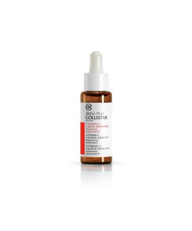 Collistar Attivi Puri Vitamin C Serum + Alpha Arbutin Face Drops for Anti-Ageing Moisturising Effect Also for Sensitive Skin Free from Silicone Alcohol and Dyes 30 ml