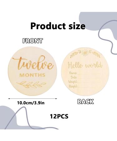 NPQ 12 Pcs Baby Monthly Milestone Cards - Wooden Baby Announcement Signs for New Parents | Baby First Year Growth Photo Props - Newborn Photography Gift Set - Buy Online on SooperMarket.com