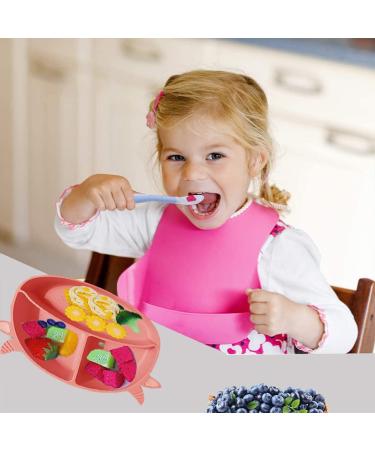 Non-Slip Silicone Baby Suction Plate Set with Divided Placemat - Green | Includes Bendable Fork & Spoon | Toddler Feeding Plate for Self Feeding Training - Buy Online on SooperMarket.com