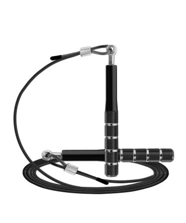 Jump Rope, Wastou Speed Jumping Rope for Training Fitness Exercise, Adjustable Adults Workout Skipping Rope for Men, Women, Kids, Girls Black