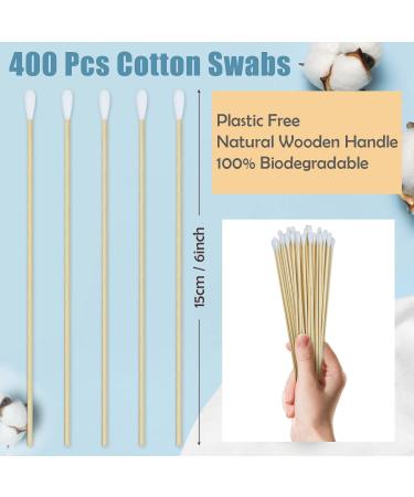 400 Premium Cotton Swabs - 15cm Long Wooden Sticks for Camera Cleaning Makeup Jewelry Polishing | International Shipping Available - Buy Online on SooperMarket.com
