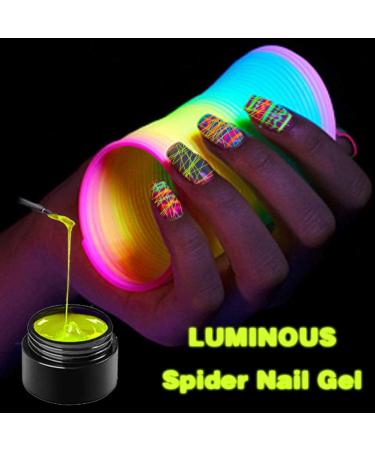 JAWSEU Luminous Spider Nail Gel UV Gel Nail Polish Luminous Painting Elastic Drawing Spider LED Gel Polish for Line Nail Art DIY Drawing Glue 8ML blue - Buy Online on SooperMarket.com