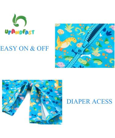 UPF 50+ Blue Dinosaur Baby Swimwear | Snap Bottom One Piece Swimsuit for Boys/Girls 12-18 Months - Buy Online on SooperMarket.com