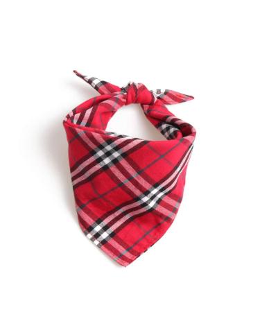 UANOU Dog Bandanas Triangle Bibs Cotton Scarf Red Plaid Printed For Puppy Small And Medium Pet Supplies S Red