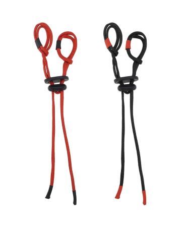 Ecsing 2 pieces of archery finger loops Adjustable recurve arch fingering archery sheet rope for recurve sheets replacement accessories red and black