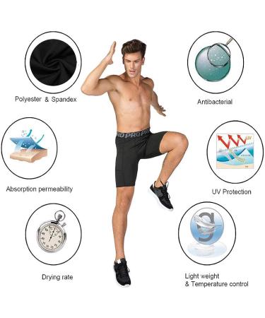 Mens Compression Running Shorts 3 Pack with Phone Pocket - Black - Large - Athletic Gym Yoga Cool Dry Workout Underwear - Set of 3 - Buy Online on SooperMarket.com
