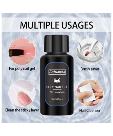 Lofuanna Poly Gel Slip Solution 80ML - Professional Kit for Extender Gel Builder Gel UV/LED Nail Tips - with Nail Brush and Acrylic Glass - 2PCS - Buy Online on SooperMarket.com