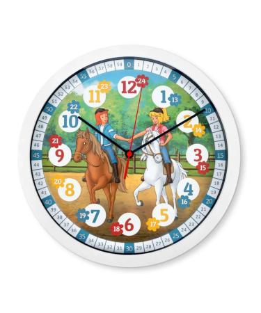 K&L Wall Art silent children Wall clock For girls and boys Long -lived learning watch horses Martinshof Bibi & Tina children's watch reading aid in the children's room (30cm Bibi & Tina)
