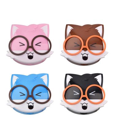 Vansza contact lens container 4 pieces of squirrel cute eye contacts organizers portable animal-carto contact glasses storage box contact lens tank cute contact lens container for