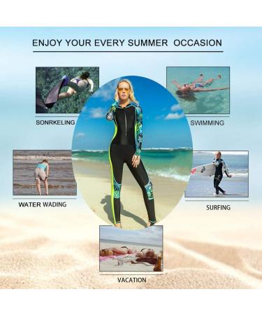 Women's Full Body Wetsuit | Surfing Diving Suit | Scuba Dive Skin Rash Guard | Quick Dry Sunsuit | Black Green | Medium - Buy Online on SooperMarket.com