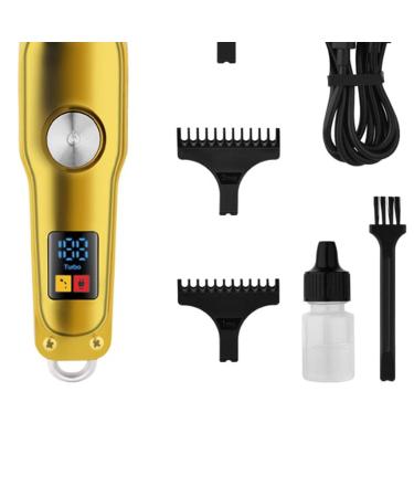 Buy Rechargeable Hair Clipper Set - Cordless Gold Metal Electric Trimmer with Guide Combs for Grooming | International Shipping Available - Buy Online on SooperMarket.com