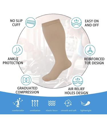 XX-Large Extra Wide Calf Compression Socks 20-30 mmHg Knee High Stockings for Swelling Pain - Beige - Buy Online on SooperMarket.com