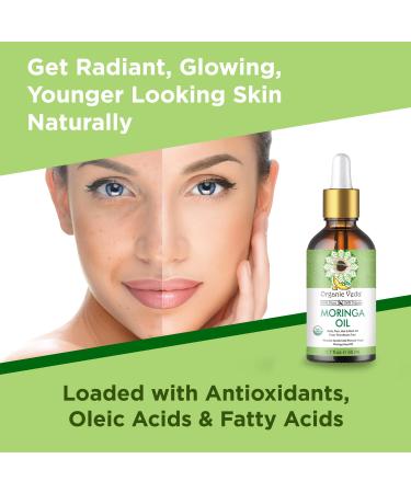 Organic Veda Moringa Oil - USDA Organic Cold-Pressed Virgin Oil for Skin, Hair, Nails - 1.7 fl. oz - Buy Online on SooperMarket.com